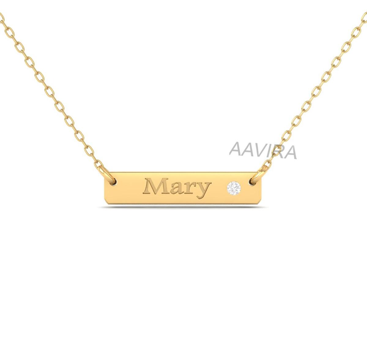 Mary Name Necklace, Nameplate Diamond Necklace, Name Plate Mary With Diamond Pendant, Personalized Diamond Name Necklace, Birthday Gift Idea