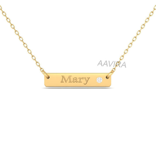 Mary Name Necklace, Nameplate Diamond Necklace, Name Plate Mary With Diamond Pendant, Personalized Diamond Name Necklace, Birthday Gift Idea