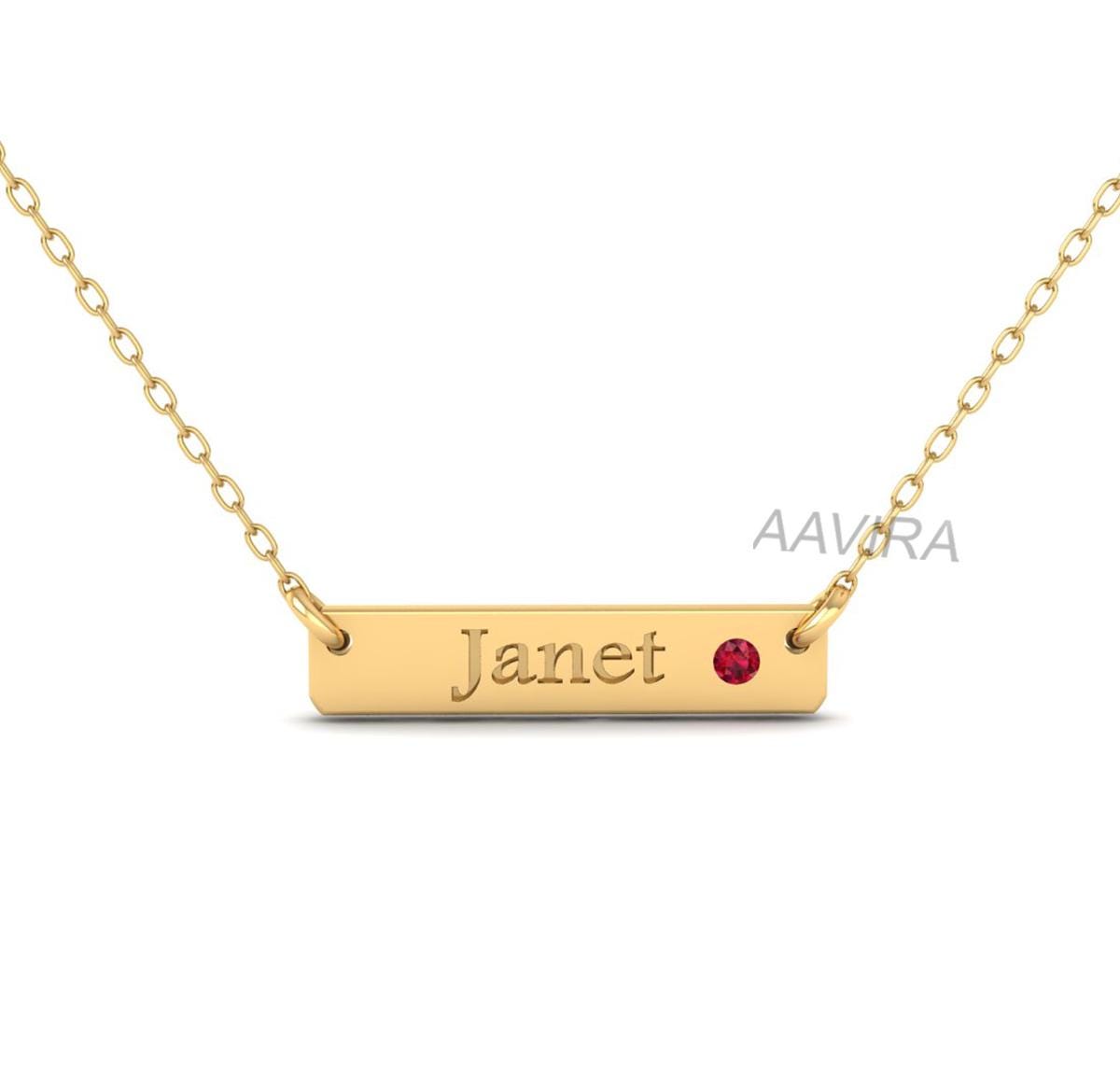 Ruby Gemstone Janet Personalized Pendant, Red Ruby Name Necklace, Birthday Gift, Dainty Name Necklace, Everyday Silver Birthstone Necklace