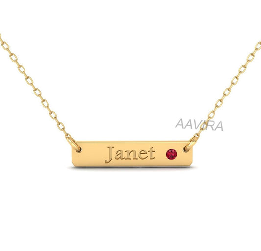 Ruby Gemstone Janet Personalized Pendant, Red Ruby Name Necklace, Birthday Gift, Dainty Name Necklace, Everyday Silver Birthstone Necklace