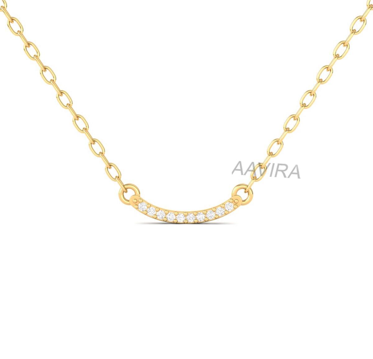 Minimalist Diamond Necklace, Dainty Diamond Necklace, Diamond Smile Necklace, Wedding Jewelry, Moissanite Diamond Cut Chain Necklace For Her
