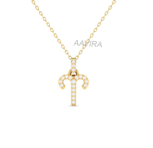Aries Necklace, Aries Moissanite Pendant, Aries Jewelry, Zodiac Necklace, Diamond Zodiac Horoscope Constellation, Women Aries Birthday Gift