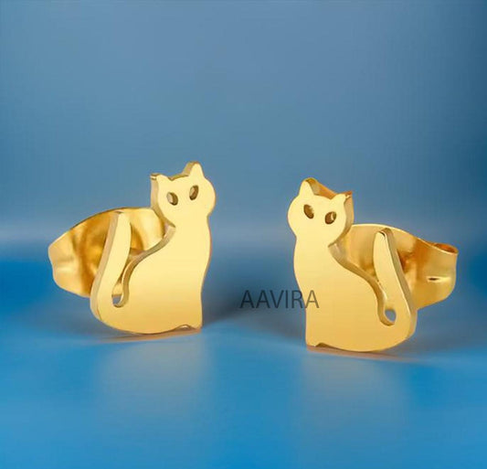 Silver Cat Stud Earrings, Animal Earrings, Handmade Jewelry, Gift for Friend, Dainty Stud Earrings, Gift for Pet Lovers, Gift for Cat Lovers