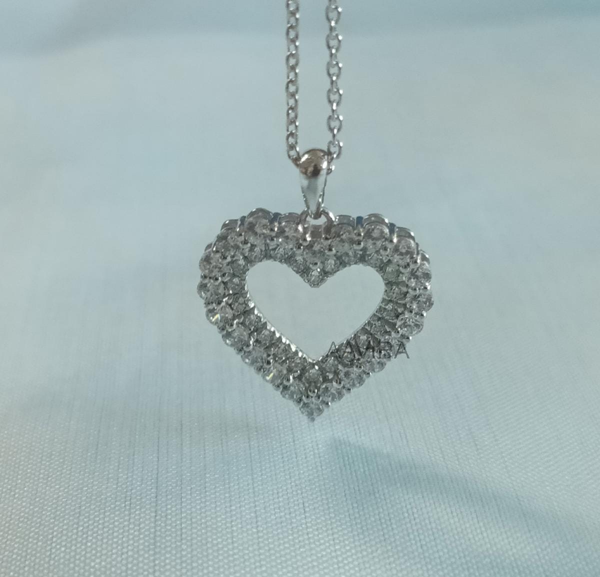Double Heart Moissanite Diamond Pendant, Heart Pendant, Heart Shaped Diamond Pendant, 925 Sterling Silver Heart, Minimalist Heart Pendant