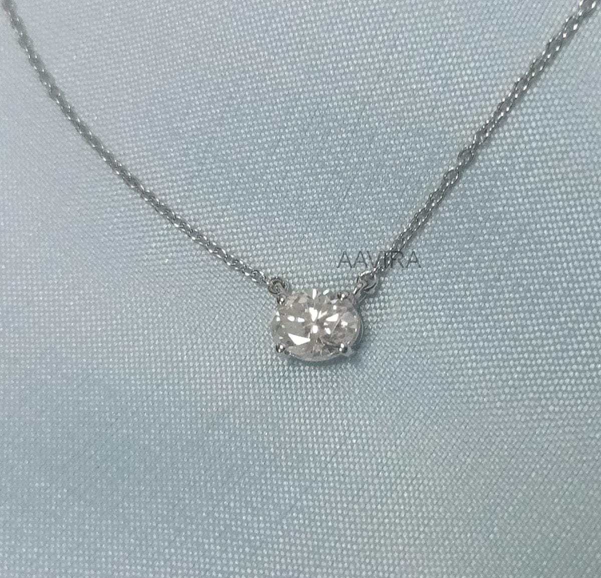 Oval Diamond Necklace, Solitaire Necklace, Chain Pendant, Handmade Jewelry, Dainty Pendant, Birthday Gift, Diamond Pendant Necklace, Gifts