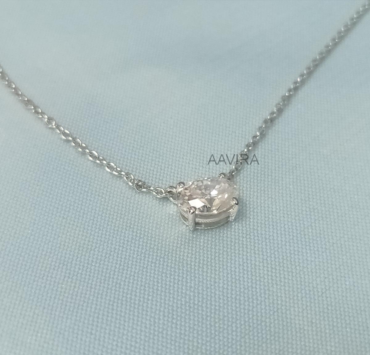 Oval Diamond Necklace, Solitaire Necklace, Chain Pendant, Handmade Jewelry, Dainty Pendant, Birthday Gift, Diamond Pendant Necklace, Gifts