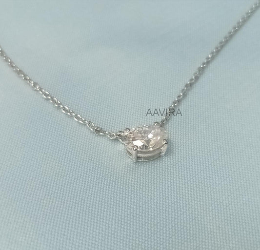 Oval Diamond Necklace, Solitaire Necklace, Chain Pendant, Handmade Jewelry, Dainty Pendant, Birthday Gift, Diamond Pendant Necklace, Gifts