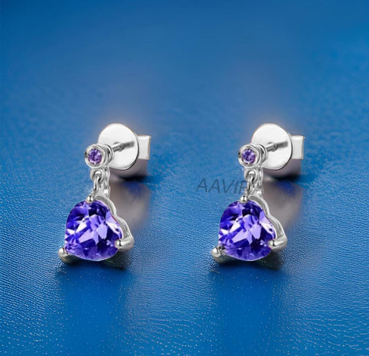 Heart Drop And Dangle Earrings, Birthstone Earrings, Bezel Dangle Earrings, Push Back Earrings, Gemstone Earrings, Drop And Dangle Earrings