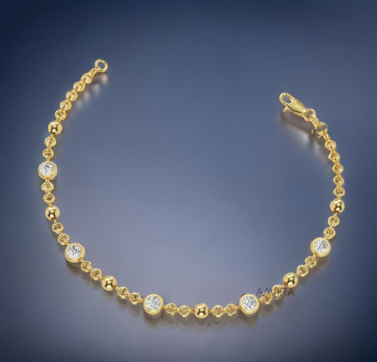 Bezel Set Minimalist Diamond Bracelet, Dainty Bracelet for Women, Beaded Bracelet, Bridesmaid Gifts, Mother's Day Gift, Wedding Jewelry Gift