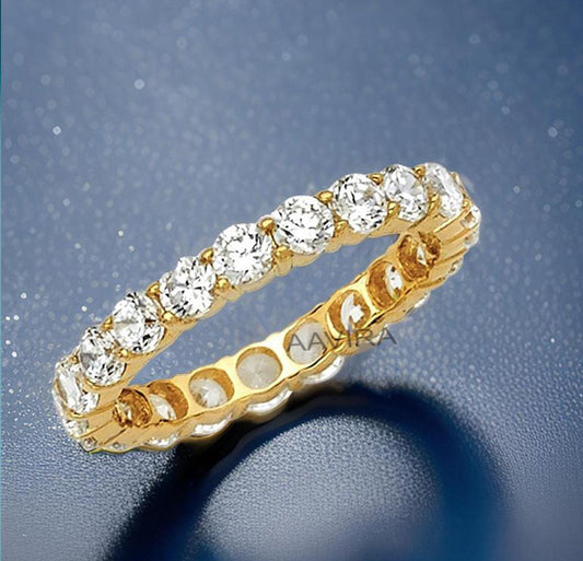 Moissanite Diamond Full Eternity Band, Wedding Stacking Ring, Women's Stackable Ring, Full Diamond Ring, Diamond Wedding Band, Gift for Mom