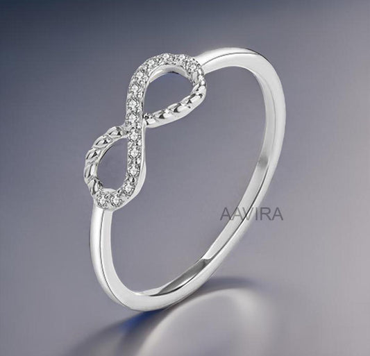 Sterling Silver Infinity Ring, Moissanite Infinite Love Ring, Stackable Ring, Infinity Ring, Infinity Wedding Diamond Ring, Mothers Day Gift