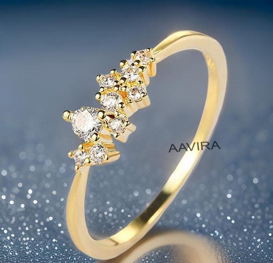 Women's Diamond Moissanite Ring, Unique Diamond Ring, Bridesmaid Gift Ring, Gift For Mom, Engagement Ring, 14k Yellow Gold Anniversary Ring