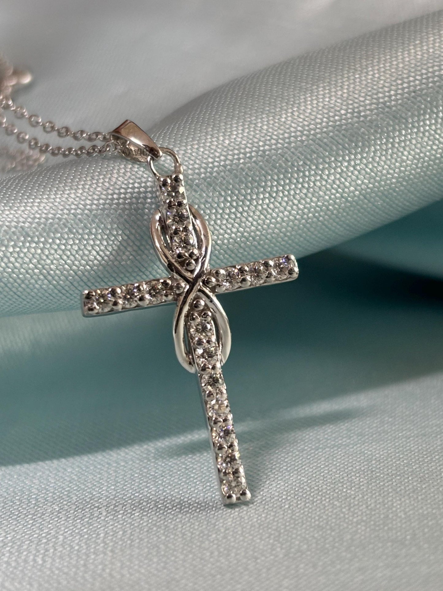 Infinity Moissanite Cross Necklace, Cross Pendant, Cross Necklace, Unique Cross Necklace, Perfect Gift For Anniversary, Moissanite Cross