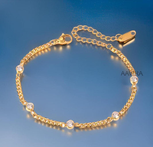 Round Diamond Bezel Set Bracelet, Dainty Bracelet for Women, Everyday Bracelet, Bridesmaid Gifts, Wedding Jewelry Gift, Mother's Day Gift
