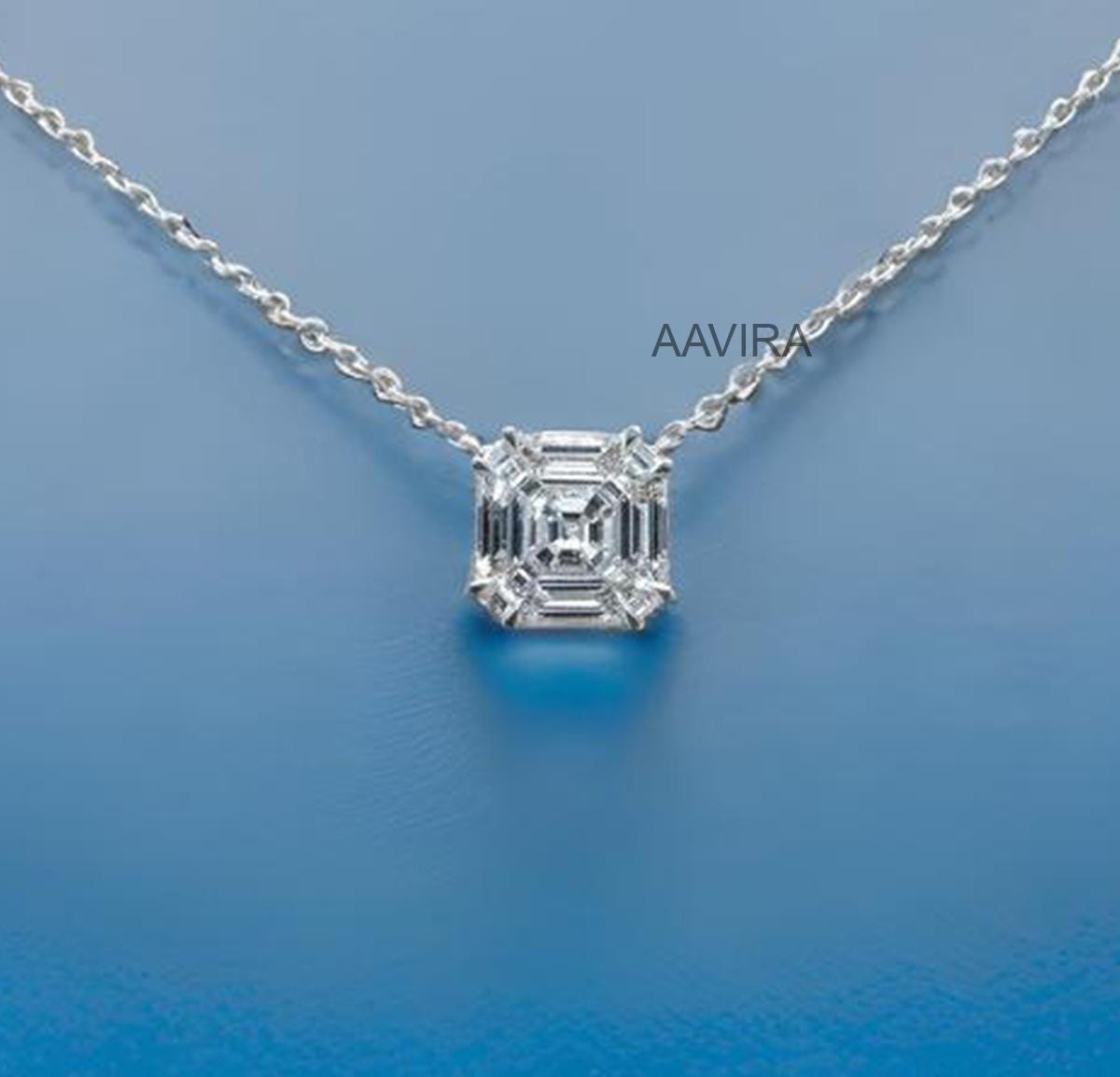 Dainty Diamond Necklace Asscher Cut Diamond Pendant, Women's Jewelry, Solitaire Pendant,  Asscher Diamond Necklace, Perfect Gift for Women