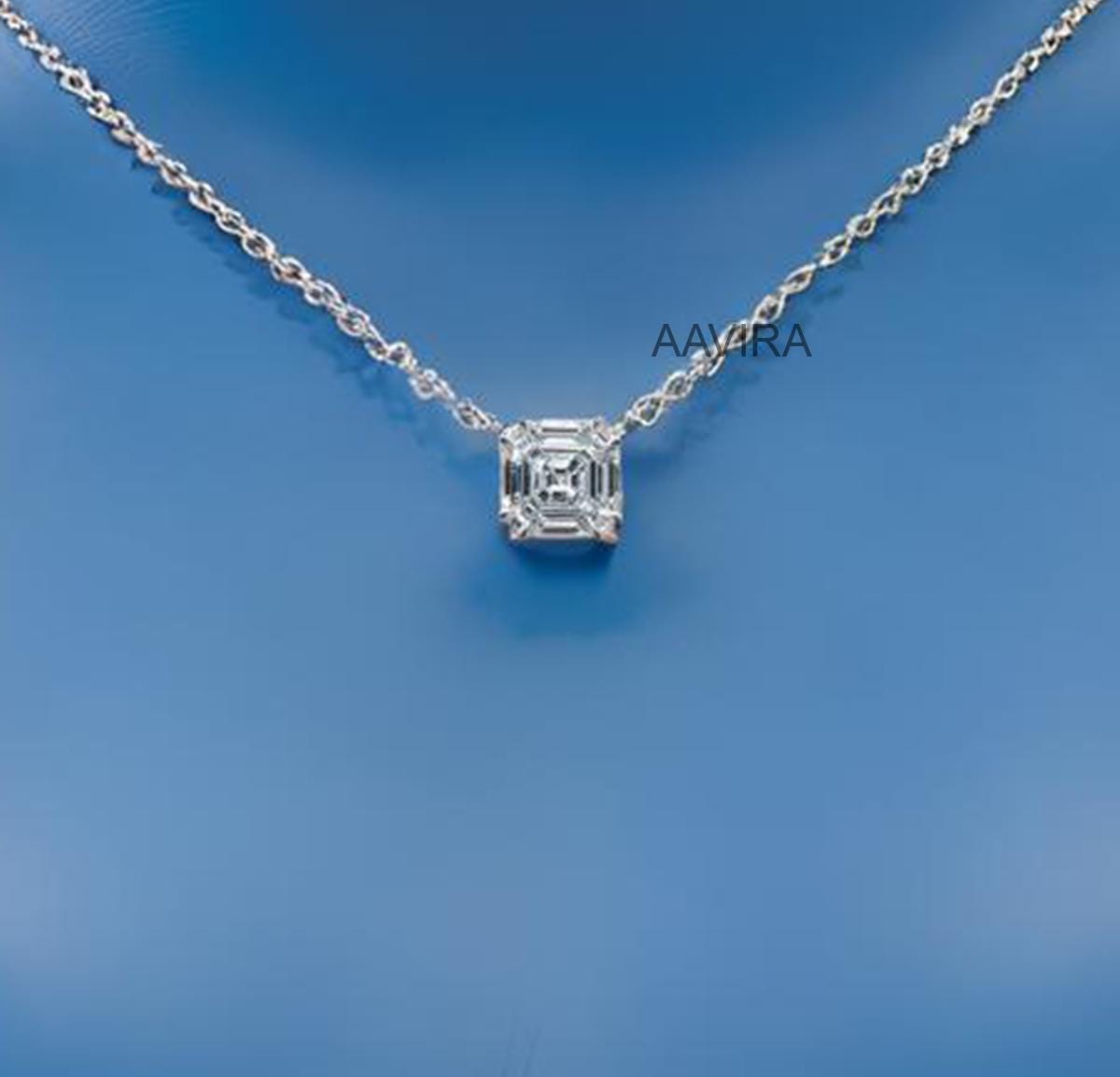 Dainty Diamond Necklace Asscher Cut Diamond Pendant, Women's Jewelry, Solitaire Pendant,  Asscher Diamond Necklace, Perfect Gift for Women
