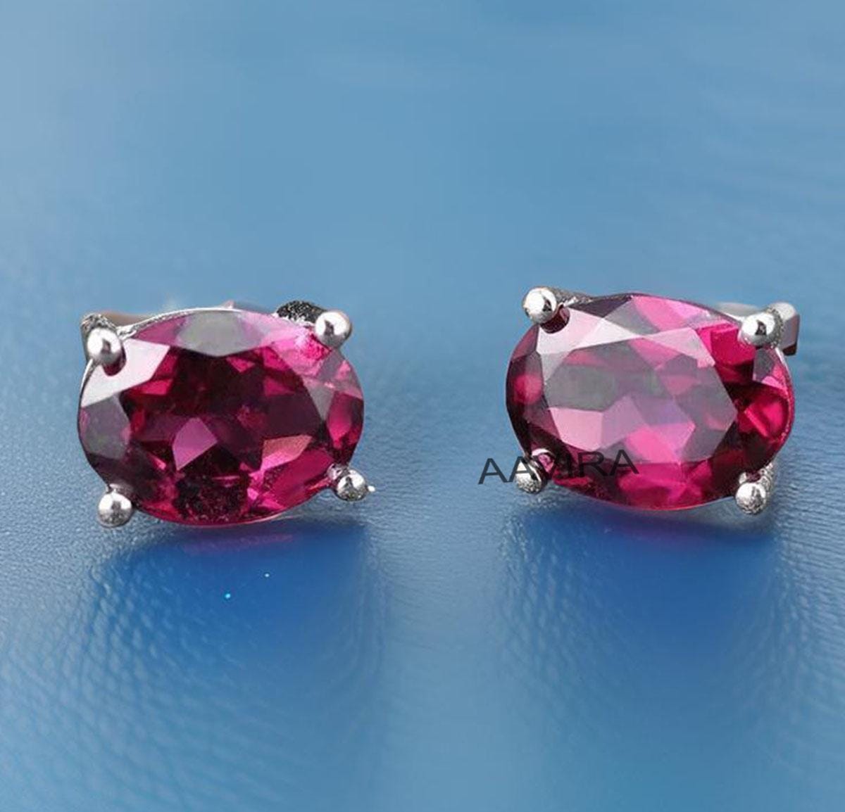 Ruby Stud Earrings, Oval Earrings, Push Back Earrings, July Birthstone, Gemstone Studs, Birthday Gift, Minimalist Studs, Oval Ruby Earrings