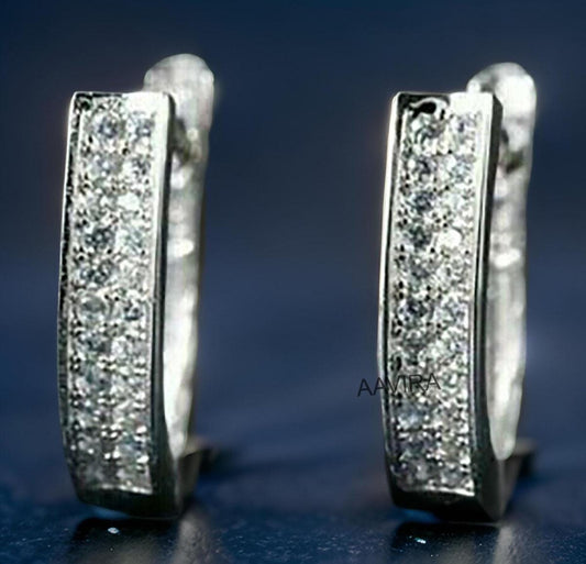 Diamond Hoop Earrings, Hoop Earrings, Huggie Hoop Earrings, Everyday Earrings, Clip On Earrings, Wedding Gift For Her, Silver Earrings Gift