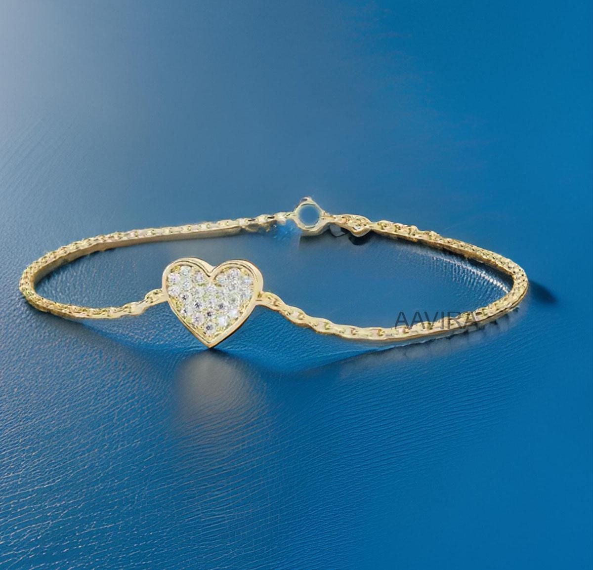 Heart Shape Diamond Bracelet, Delicate Cross Bracelet, Heart Chain Bracelet, 14k Yellow Gold Plated Bracelet, Silver Bracelet for Women's