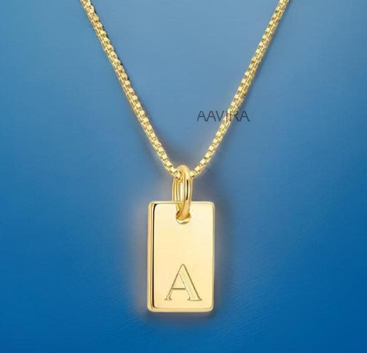 Initial A Alphabet Pendant Necklace, Silver Initial A-Z Initial Necklace, Personalised Necklace, Box Chain Pendant, Initial Letter Pendant