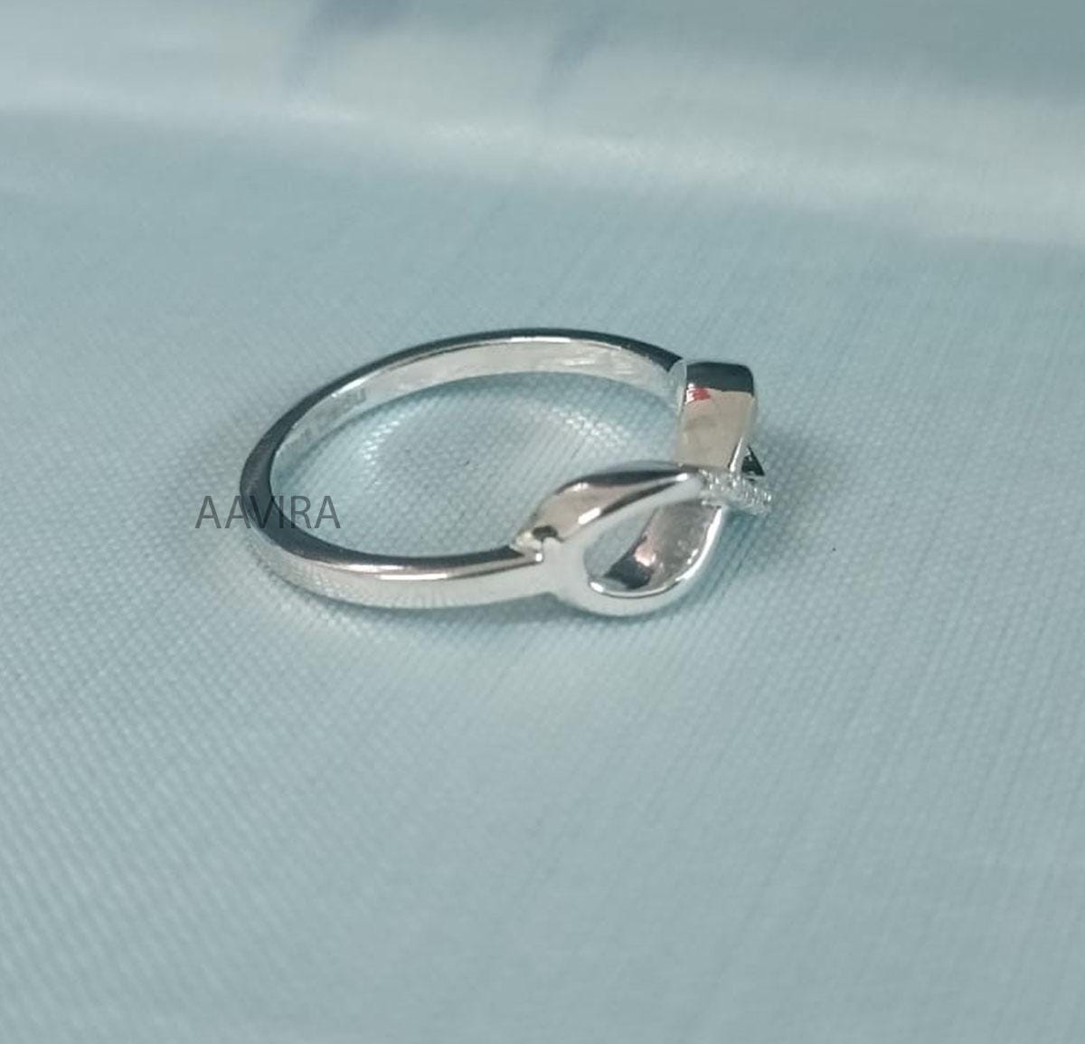 Infinity Ring, Half Eternity Moissanite Diamond Ring, Wedding Ring, Infinite Love Ring, Stackable Infinity Symbol Ring, Silver Infinity Ring