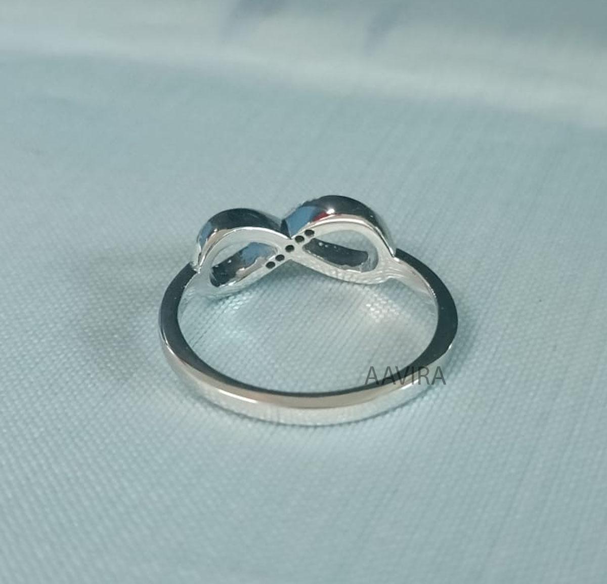 Infinity Ring, Half Eternity Moissanite Diamond Ring, Wedding Ring, Infinite Love Ring, Stackable Infinity Symbol Ring, Silver Infinity Ring