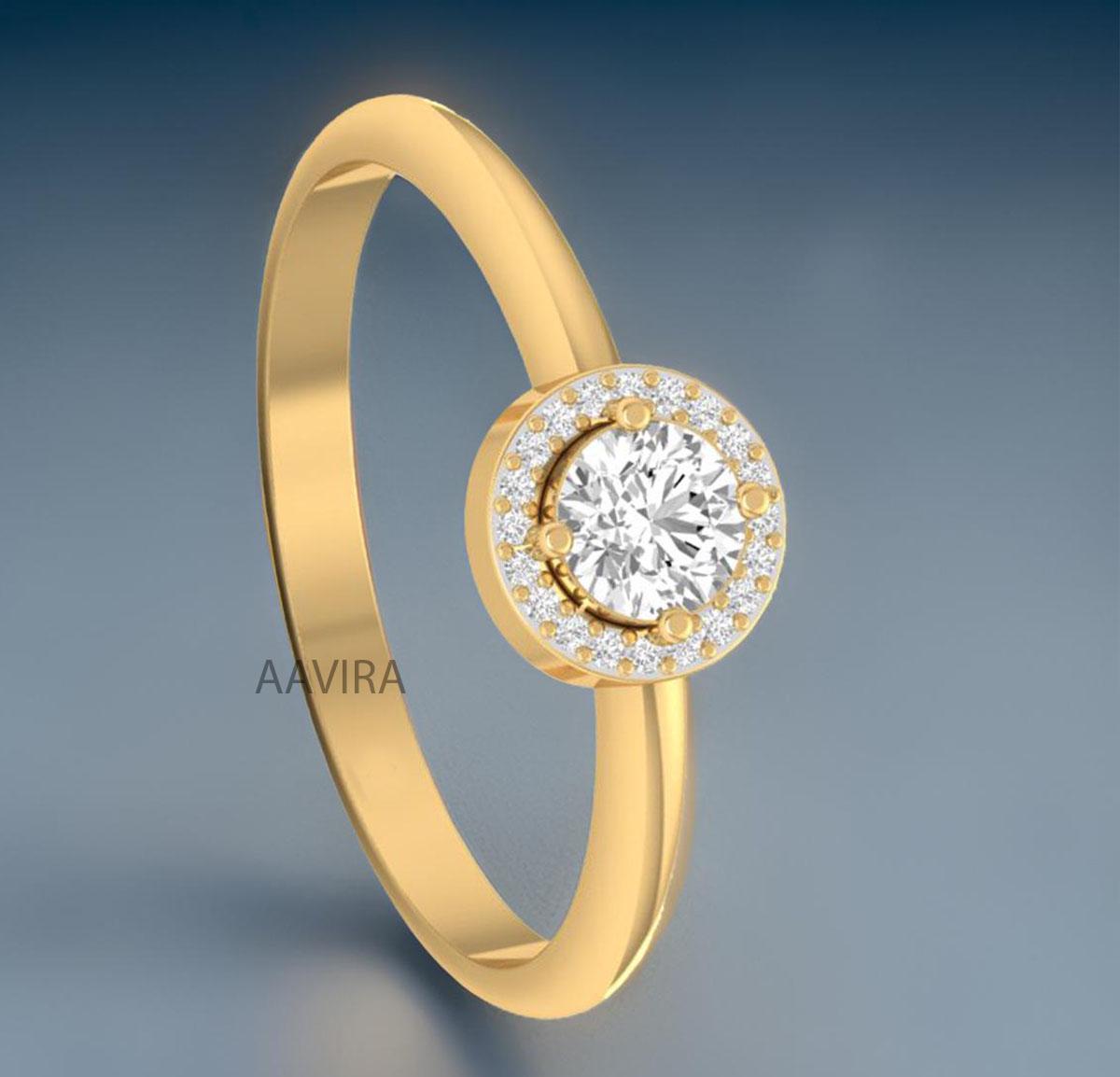 Halo Diamond Ring for Women, Dainty Diamond Engagement Ring, Promise Diamond Halo Ring, Anniversary Ring, Ladies Rings, Halo Round Ring Gift