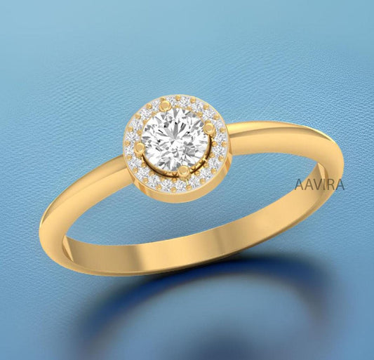 Halo Diamond Ring for Women, Dainty Diamond Engagement Ring, Promise Diamond Halo Ring, Anniversary Ring, Ladies Rings, Halo Round Ring Gift
