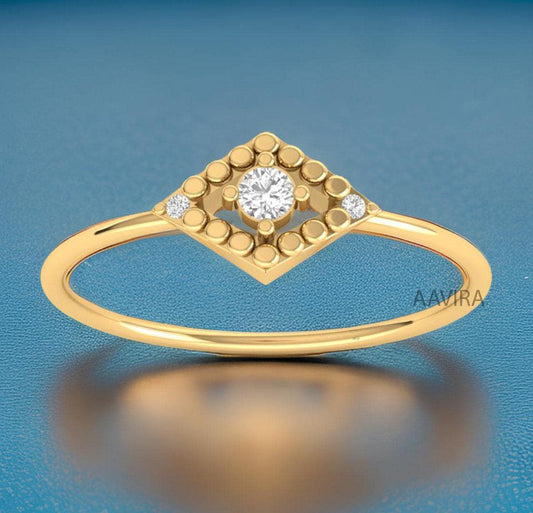 Minimalist Ring, Three Stone Diamond Ring, Gift For Her, Dainty Ring, Three Stone Engagement Ring, Anniversary Gift, Unique Diamond Ring