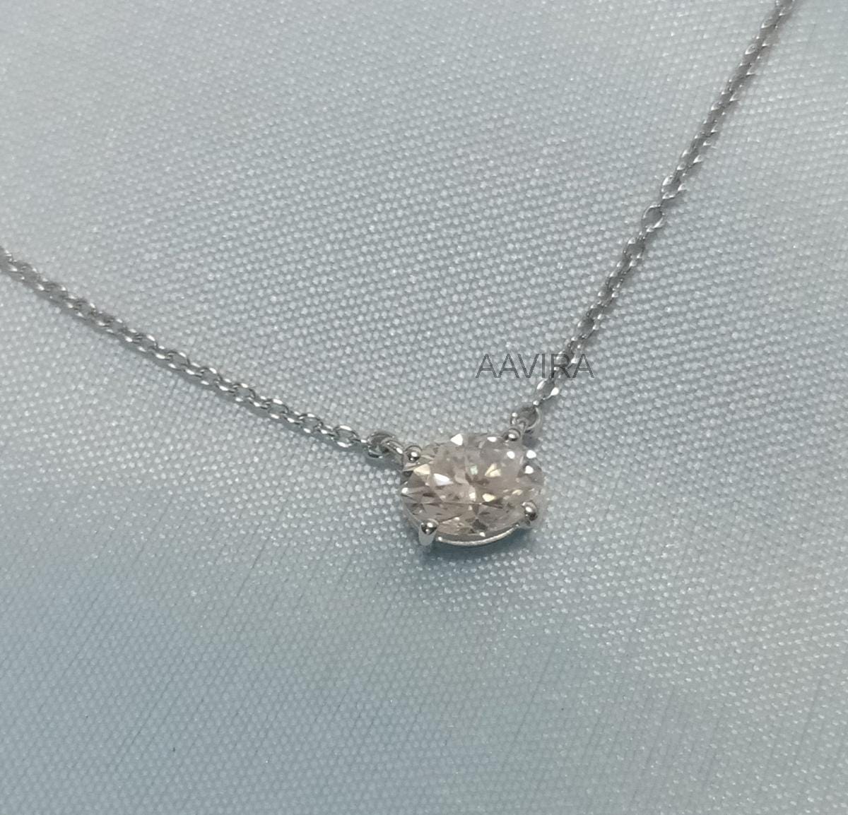 Oval Diamond Necklace, Solitaire Necklace, Chain Pendant, Handmade Jewelry, Dainty Pendant, Birthday Gift, Diamond Pendant Necklace, Gifts