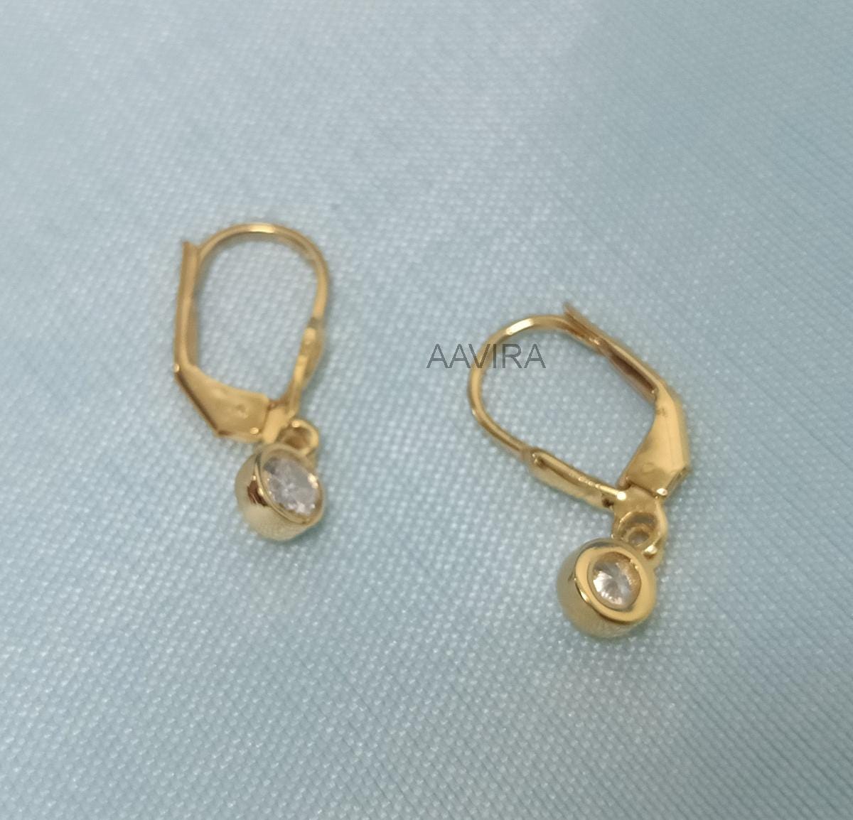 Bezel Set Round Diamond Earrings, Drop & Dangle Earrings, Bezel Earrings, Dangle Earrings for Women, Lever Back Earrings, Mothers Day Gifts