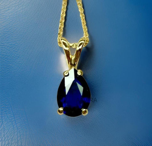 Pear Cut Sapphire Necklace, Blue Sapphire Pendant, Teardrop Pendant, Minimalist Pendant, Gemstone Pendant, Solitaire Necklace, Gift for Mum