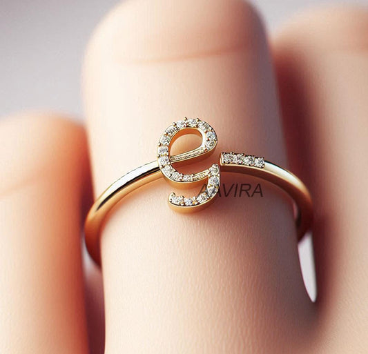 Delicate Ring, G Initial Ring, G Letter Ring, Initial Ring for Her, Stackable G Letter Ring, Custom G Initial Ring, Alphabet Diamond Ring
