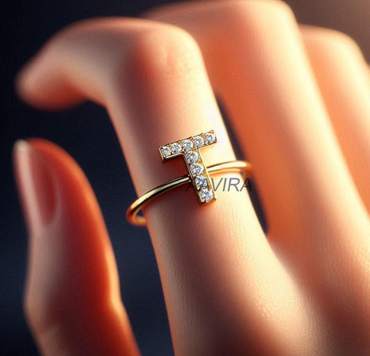 T Delicate Initial Ring, Alphabet Jewelry, Monogram T Latter Ring, Handmade Ring for Women, Monogram T Ring, Name Ring, T Alphabet Ring Gift