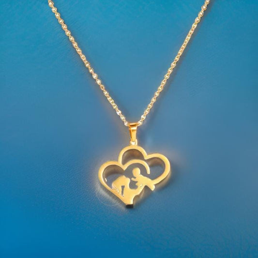 Mother Baby Heart Necklace, Unique Silver Jewelry, Birthing Necklace, Mother Child Necklace, Minimalist Jewelry for Mama, New Mom Gift, Gift