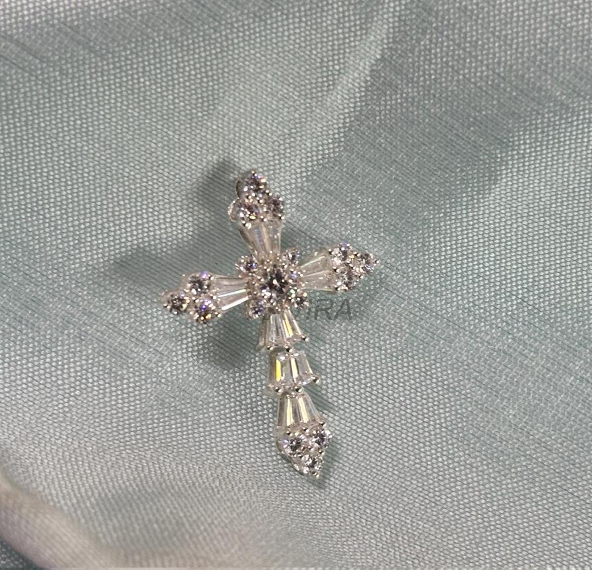 Cross Pendant, Unique Cross Pendant, Baguette Cross Necklace, Diamond Necklace, Cross Jewelry, Cross Necklace with Chain, Religious Jewelry