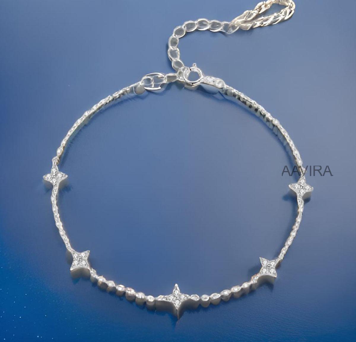 Star Shape Diamond Bracelet, Silver Bracelet, Minimalist Bracelet Gift For Women, Cable Chain Dainty Bracelet, Birthday Gift, Easter Gifts