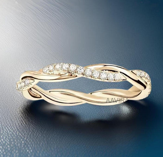 Twisted Eternity Band, Diamond Eternity Ring, Handmade Twisted Band, Infinity Wedding  Band Ring, Infinity Shape Ring, Twist Rope Ring