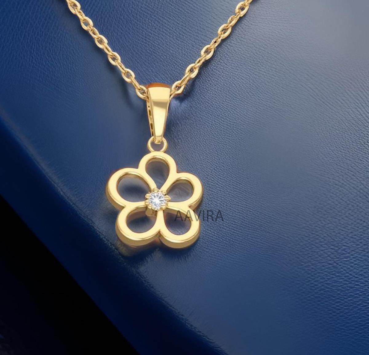 Flower Shape Solitaire Pendant, Moissanite Wedding Pendant, Solitaire Diamond Pendant Necklace, Floral Jewelry for Women, April Birthstone