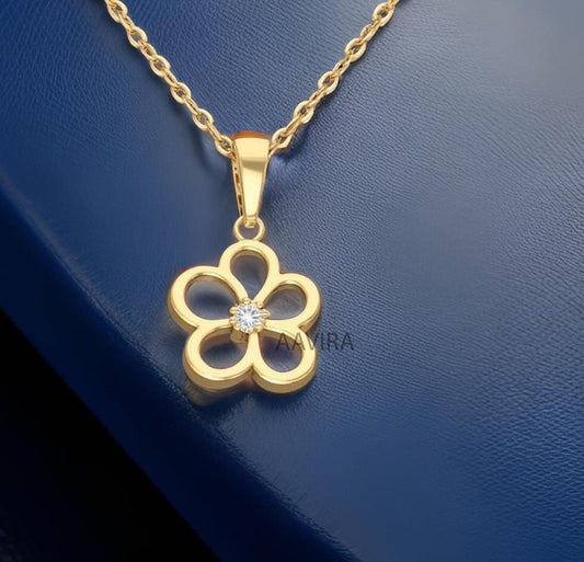 Flower Shape Solitaire Pendant, Moissanite Wedding Pendant, Solitaire Diamond Pendant Necklace, Floral Jewelry for Women, April Birthstone