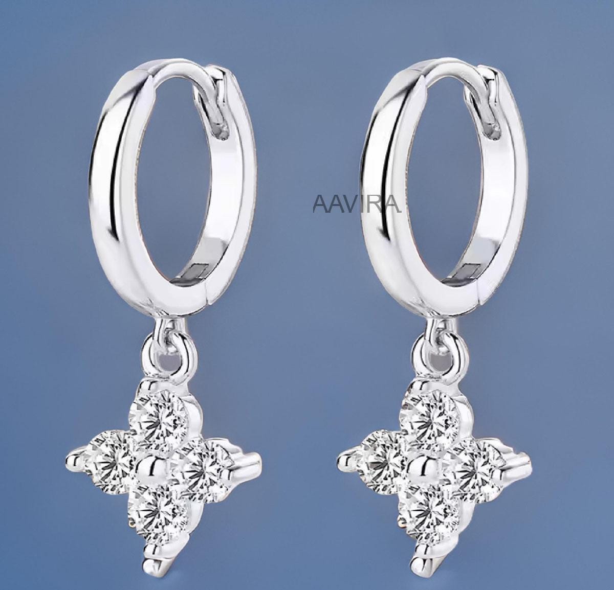 Moissanite Drop & Dangle Earrings, Dainty Diamond Earrings, Flower Earrings, 925 Sterling Silver Earrings, Birthday Gifts, Dangly Earrings