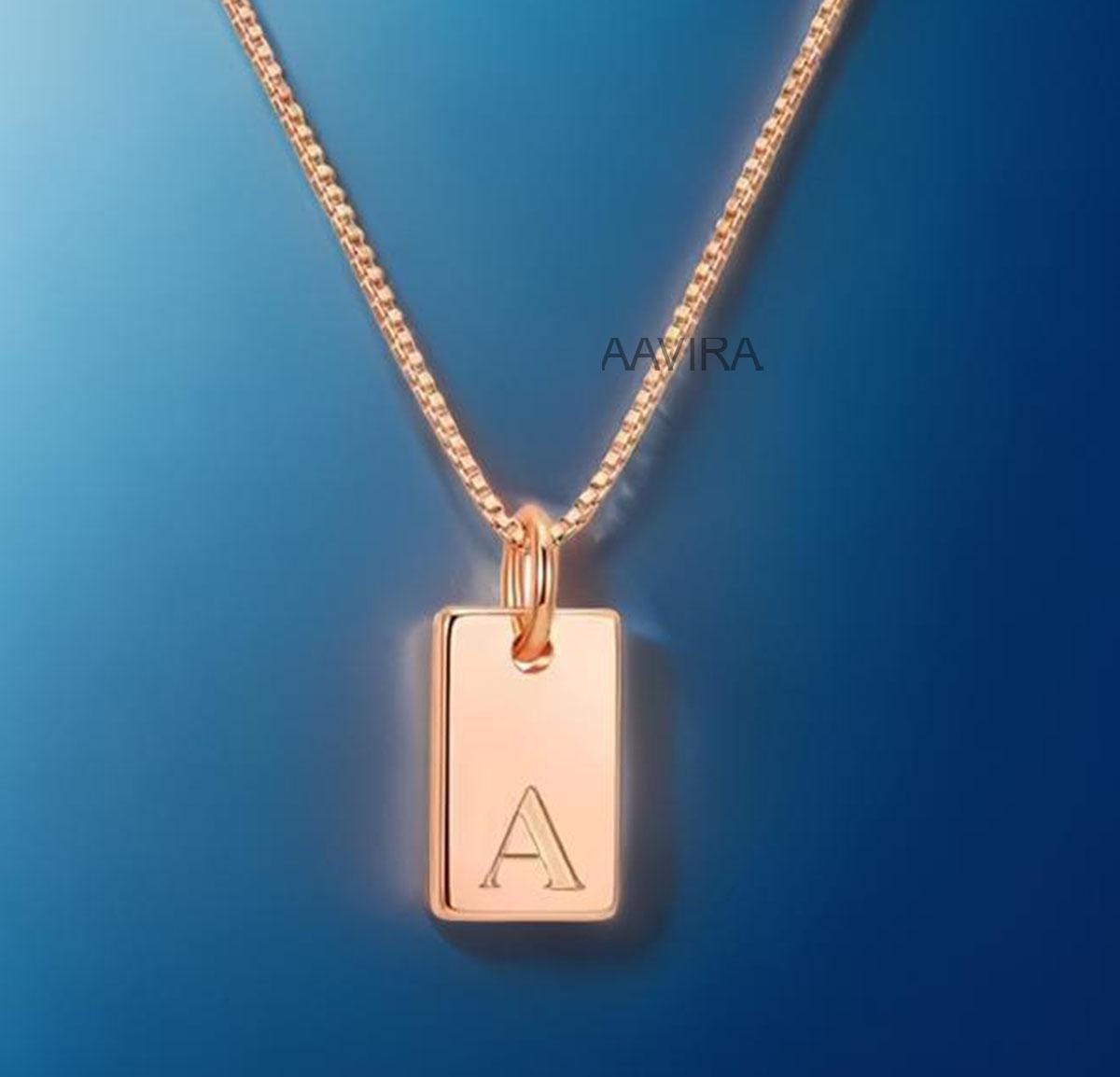 Initial A Alphabet Pendant Necklace, Silver Initial A-Z Initial Necklace, Personalised Necklace, Box Chain Pendant, Initial Letter Pendant