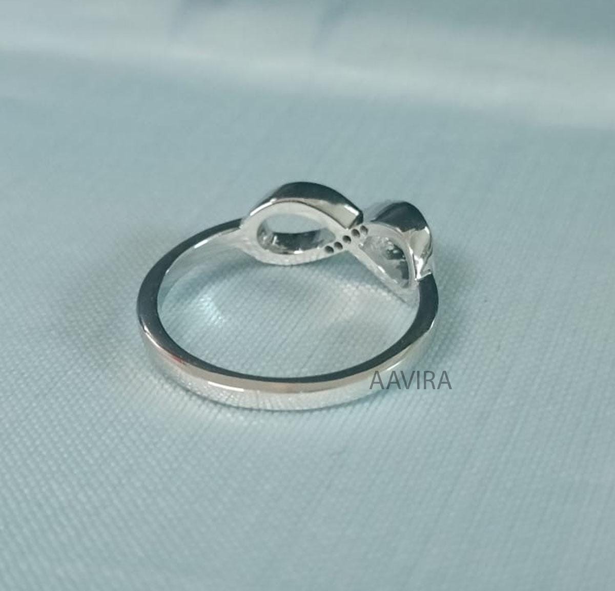Infinity Ring, Half Eternity Moissanite Diamond Ring, Wedding Ring, Infinite Love Ring, Stackable Infinity Symbol Ring, Silver Infinity Ring