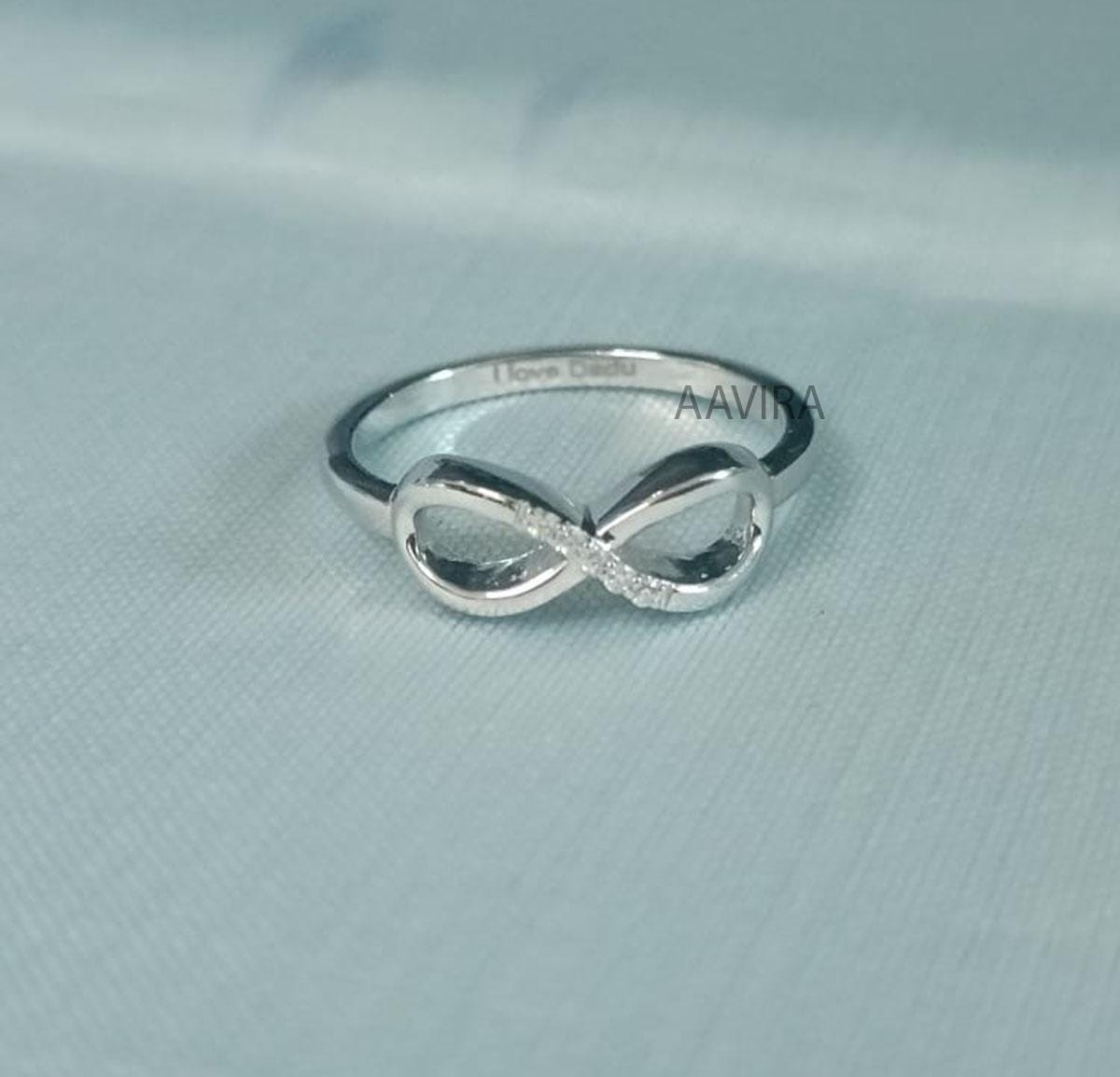 Infinity Ring, Half Eternity Moissanite Diamond Ring, Wedding Ring, Infinite Love Ring, Stackable Infinity Symbol Ring, Silver Infinity Ring