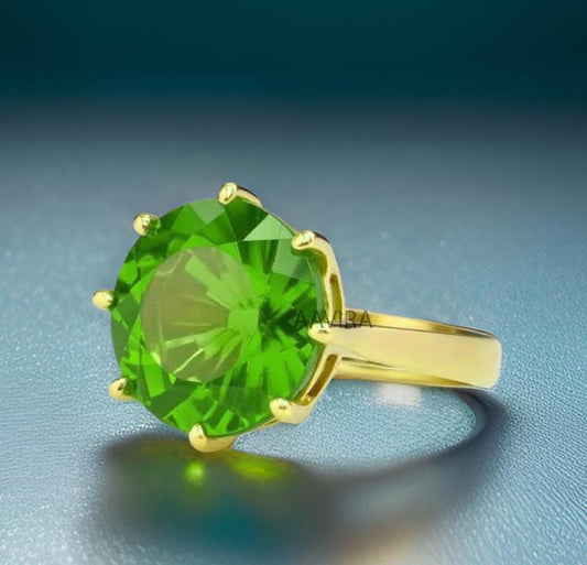 Emerald Ring, Round Emerald Ring, May Birthstone Solitaire Ring, Emerald Gift Jewelry, Stacking Gemstone Ring, Perfect Gift for Mother's Day