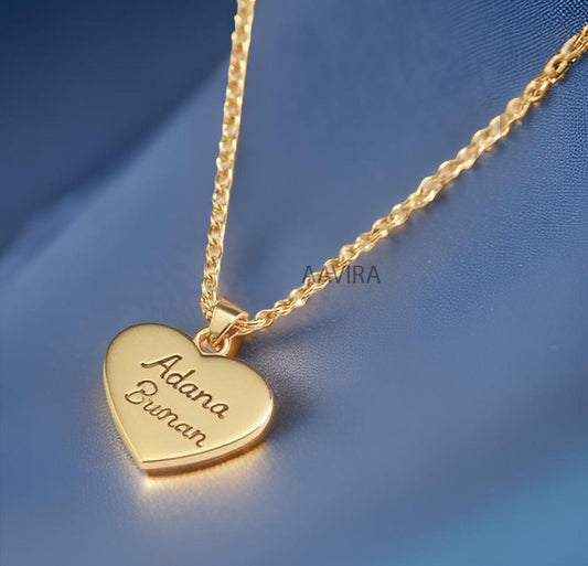 Engrave Heart Pendant, Monogram Heart Pendant, Monogram Jewelry, Self Name, Couple Name Necklace, Engraved Necklace, Mother's Day Gifts