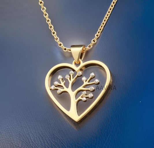 Dainty Tree Pendant, Silver Heart Pendant, Heart Necklace, Beautiful Heart Pendant for Mom, Anniversary Gift, Family Tree Pendant Necklace