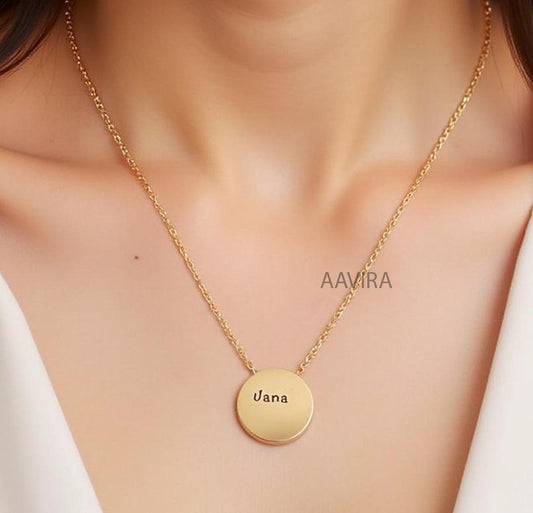 Circle Shape Name Necklace, Personalized Name Necklace, Handmade Nameplate Necklace, Unique Mothers Day Gift, Silver Name Necklace Gift