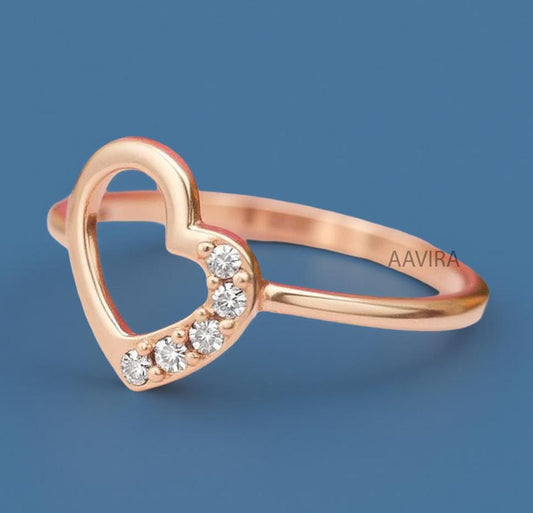 Love Heart Ring, Heart Moissanite Diamond Ring, Heart Ring, Dainty Heart Ring, Heart Jewelry, 14k Rose Gold Plated, Moissanite Heart Ring