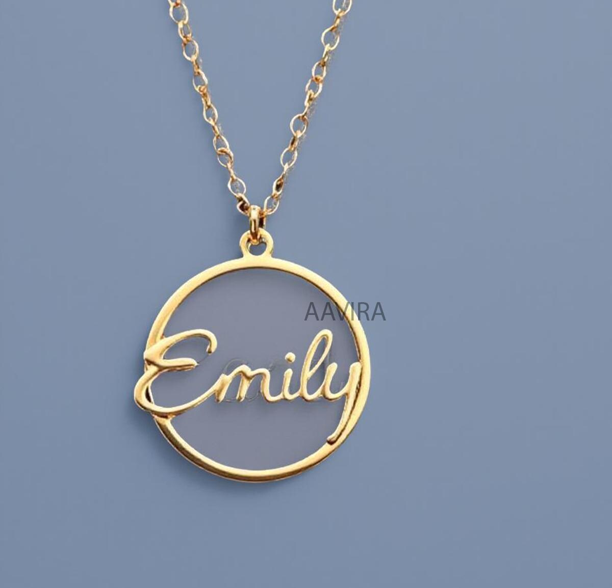 Personalised Name Necklace, Women's Name Necklace, Circle Shape Name Necklace, Emily Name Pendant Necklace, Dainty Custom Necklace, Gifts